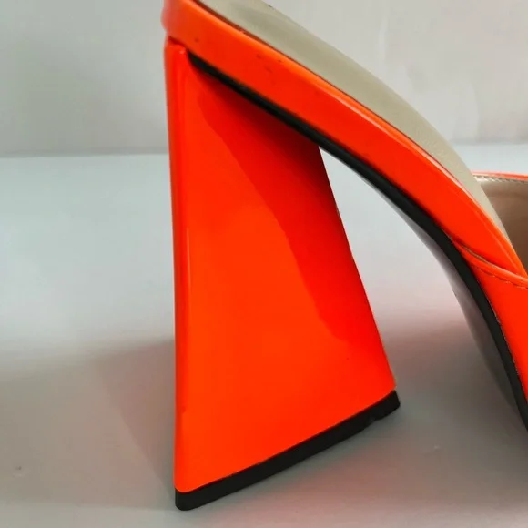 Women FLARE BLOCK Heel Pumps Vintage Retro Slide Sandal Shoes Size 34EUR 4US - Picture 11 of 14